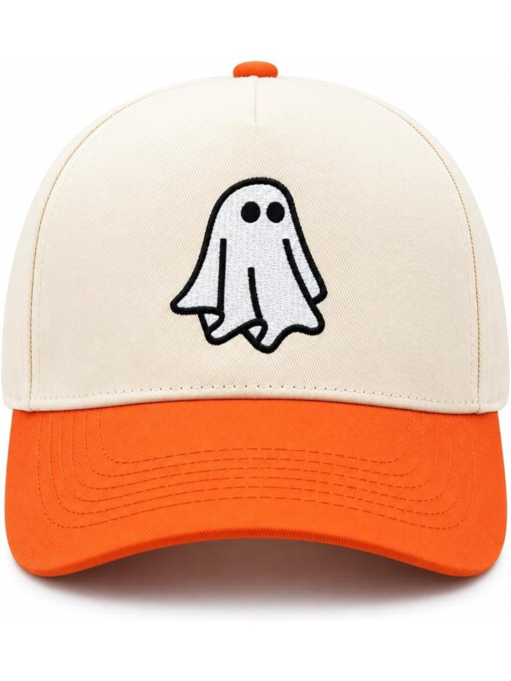 Unisax Ghost-orange/Beige Cartoon Ghost Embroidered Halloween Baseball Caps
